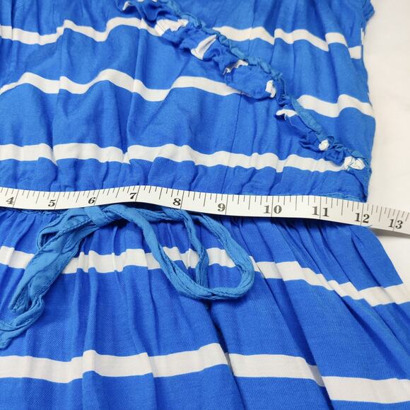 Vtg Y2K Abercrombie & Fitch Blue Striped Ruffle Babydoll Tunic Dress Medium - Picture 13 of 15